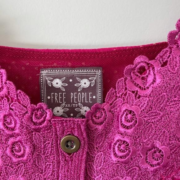 FREE PEOPLE / PINK MINI FLORAL BUTTON DRESS - Picture 2 of 3